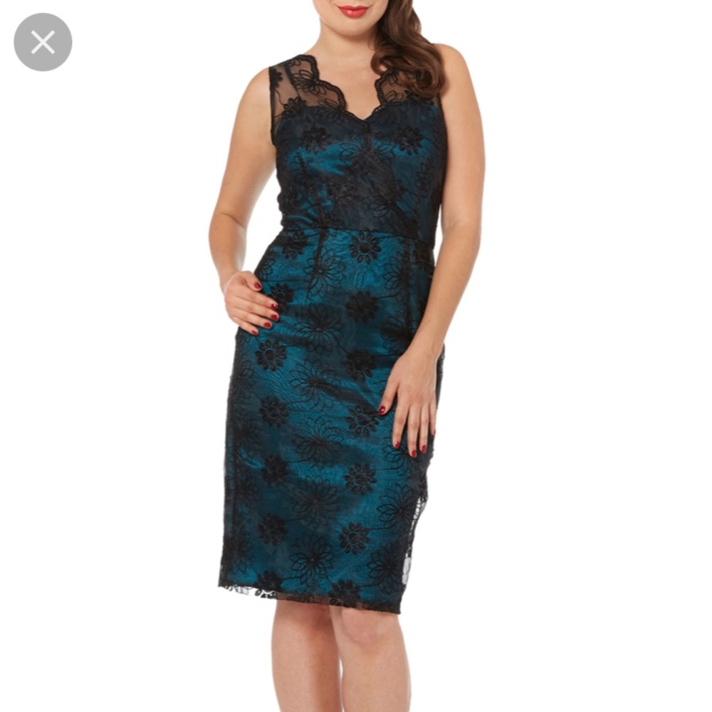 Voodoo Vixen Simone Floral Organza Pencil Dress
